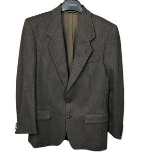 Moores Peruvian Alpaca Wool Herringbone Blazer 40R‎ Brown Wooden Buttons